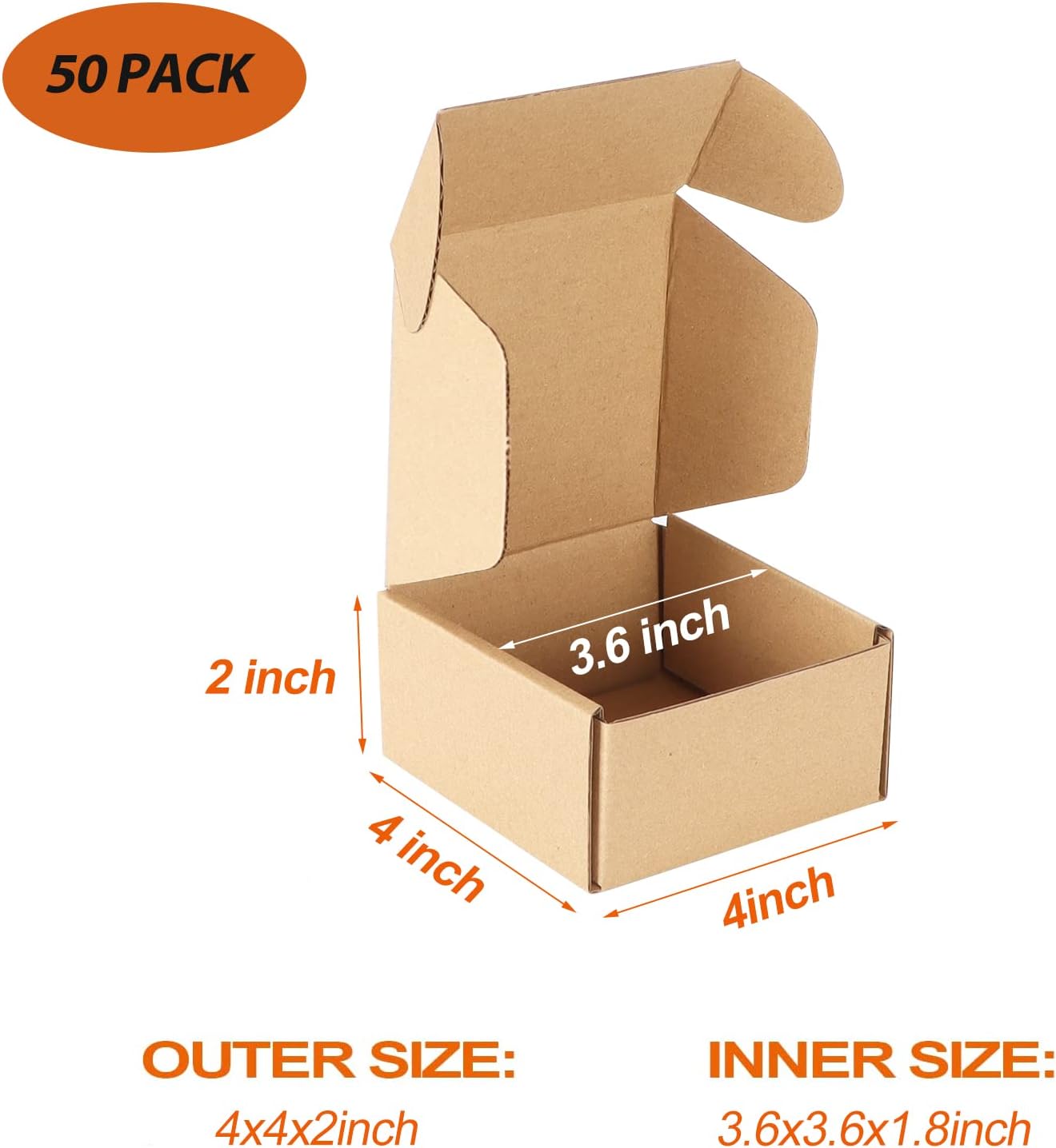 PHAREGE 7x5x2 inch Shipping Boxes 50 Pack, Brown Cardboard Gift Boxes with Lids for Wrapping Giving Women Men Presents, Small Corrugated Mailer Boxes for Packaging Mailing Small Business - Image 3